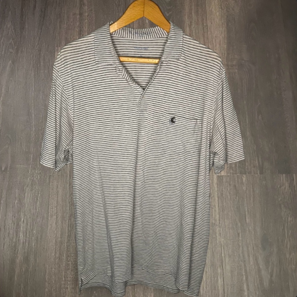B Draddy USA Pima Cotton Striped Polo Shirt Large